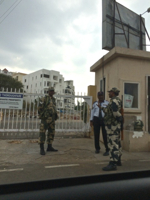 Army guards near the hotel